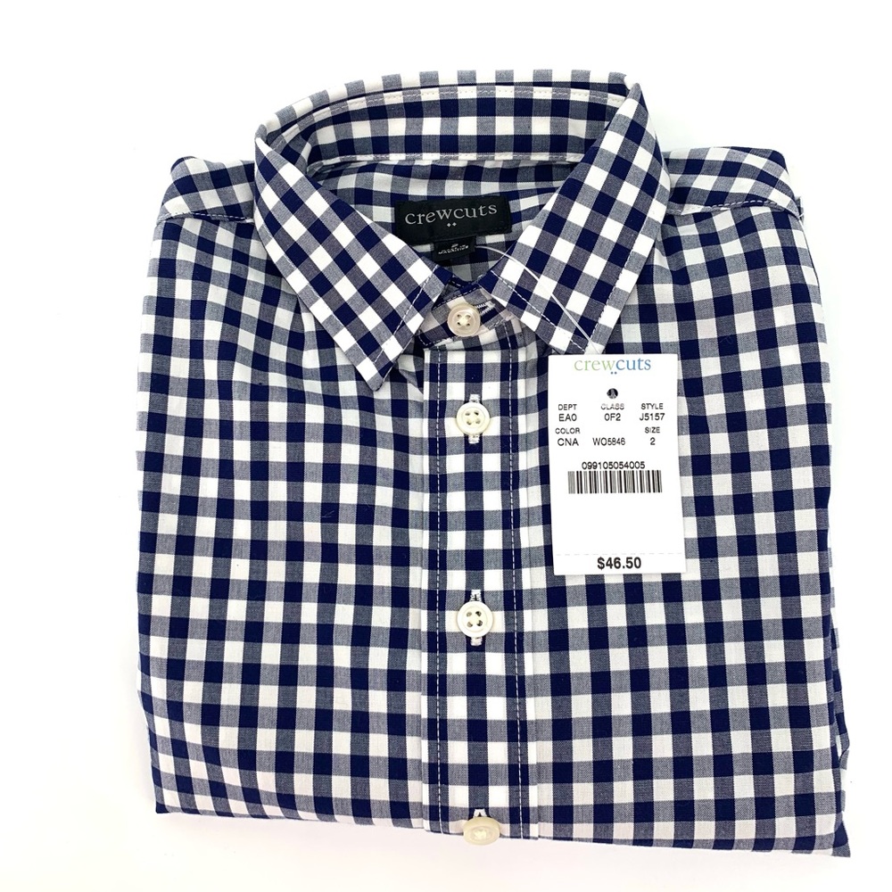 Crewcuts Boys Blue & White Checkered Button Down Shirt Size 2T